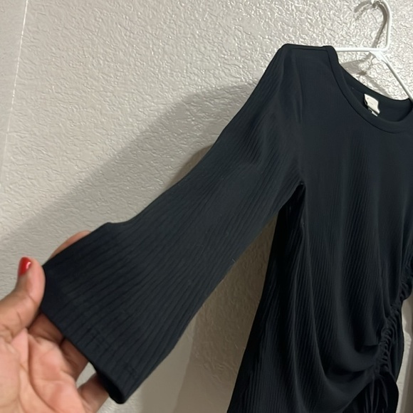 A New Day Black Draw String Top Black Long Sleeve Size  Large - Picture 3 of 9